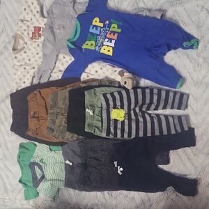 14 pc Baby boy 9M clothing lot pants pjs pajamas joggers cords Carter's NWOT
